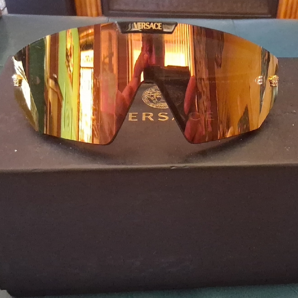 Versace Gold Mirror Shield Sunglasses